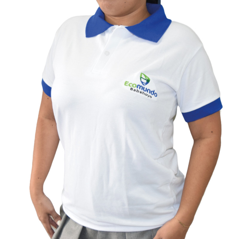Camiseta de Diario Ecomundo Babahoyo Matutino Blanca cuello Azul