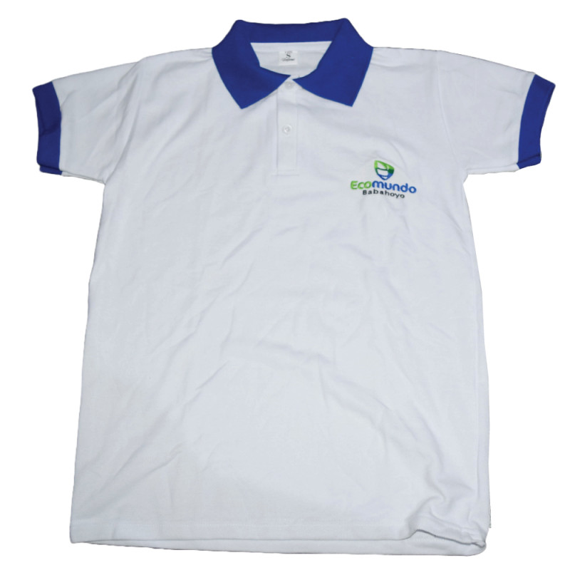Camiseta de Diario Ecomundo Babahoyo Matutino Blanca cuello Azul